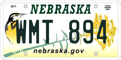 NE license plate WMT894