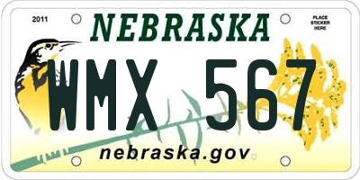 NE license plate WMX567