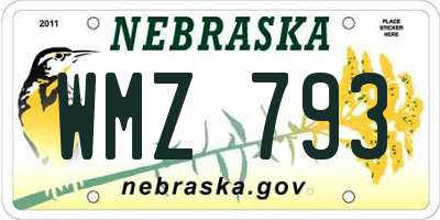 NE license plate WMZ793