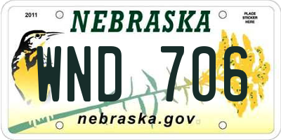 NE license plate WND706