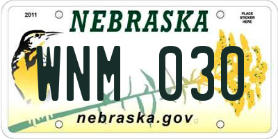 NE license plate WNM030