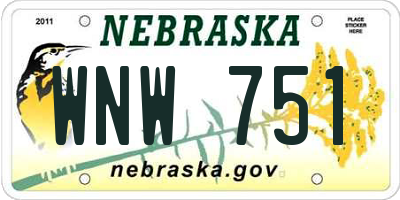 NE license plate WNW751