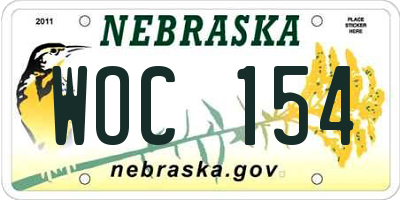 NE license plate WOC154