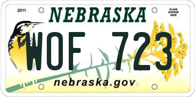 NE license plate WOF723
