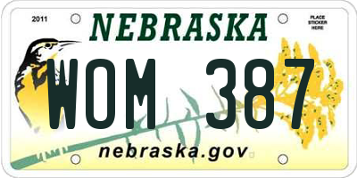 NE license plate WOM387