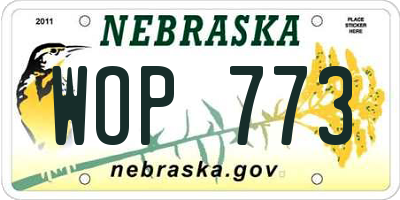 NE license plate WOP773