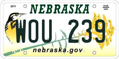 NE license plate WOU239