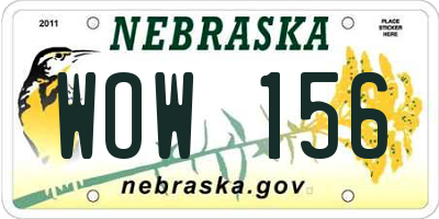 NE license plate WOW156
