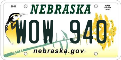 NE license plate WOW940