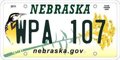 NE license plate WPA107