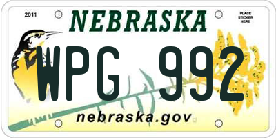 NE license plate WPG992