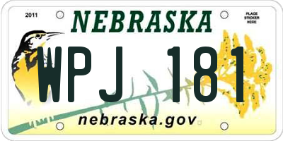 NE license plate WPJ181