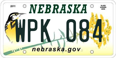 NE license plate WPK084