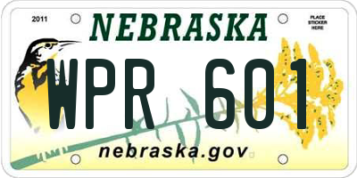 NE license plate WPR601