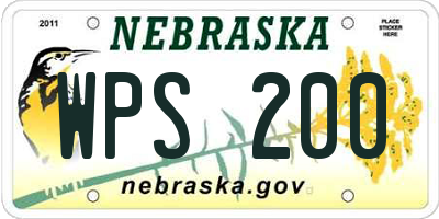 NE license plate WPS200