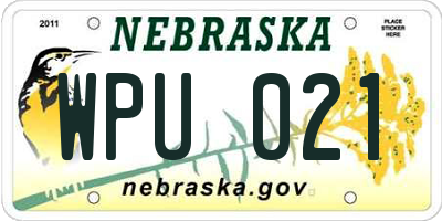 NE license plate WPU021