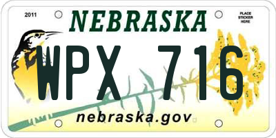 NE license plate WPX716