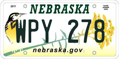 NE license plate WPY278