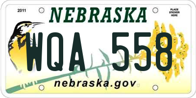 NE license plate WQA558