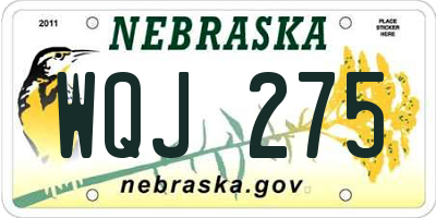 NE license plate WQJ275