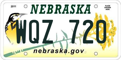 NE license plate WQZ720