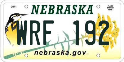 NE license plate WRF192