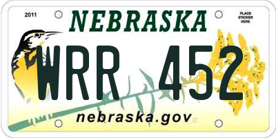 NE license plate WRR452