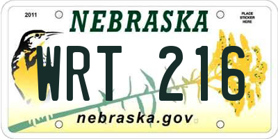 NE license plate WRT216