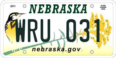 NE license plate WRU031