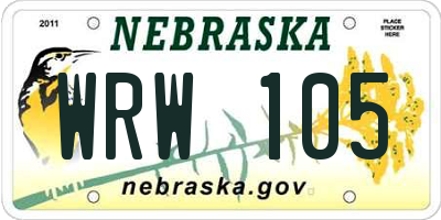NE license plate WRW105