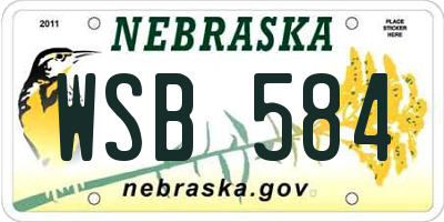 NE license plate WSB584