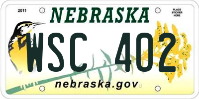 NE license plate WSC402