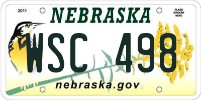 NE license plate WSC498