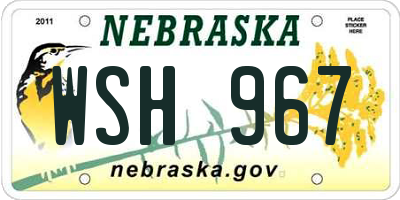 NE license plate WSH967