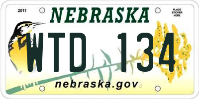 NE license plate WTD134