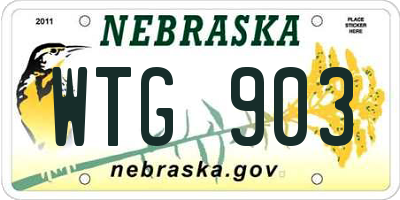 NE license plate WTG903