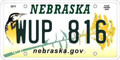 NE license plate WUP816