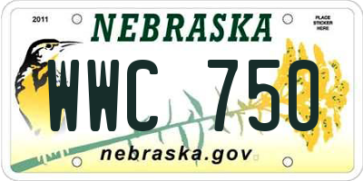 NE license plate WWC750