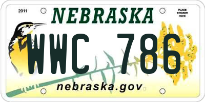 NE license plate WWC786