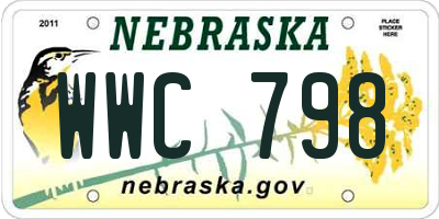 NE license plate WWC798