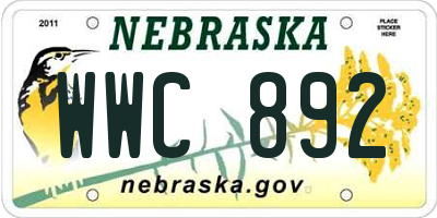 NE license plate WWC892