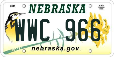 NE license plate WWC966