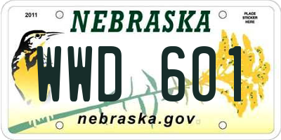 NE license plate WWD601