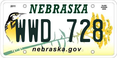 NE license plate WWD728
