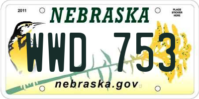 NE license plate WWD753