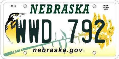 NE license plate WWD792