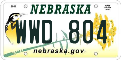 NE license plate WWD804