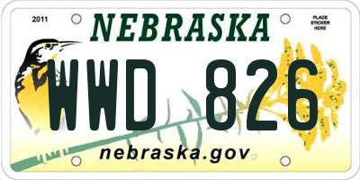 NE license plate WWD826