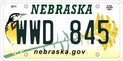 NE license plate WWD845