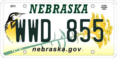 NE license plate WWD855
